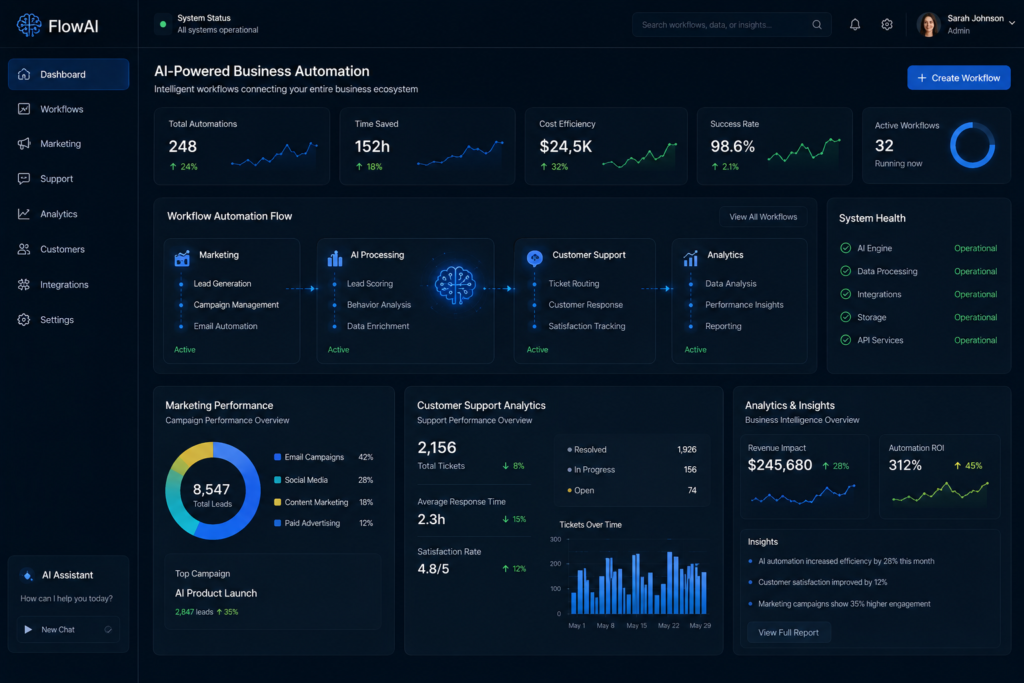 AI-powered business automation dashboard
