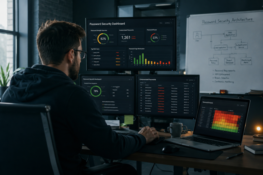 Cybersecurity analyst at work