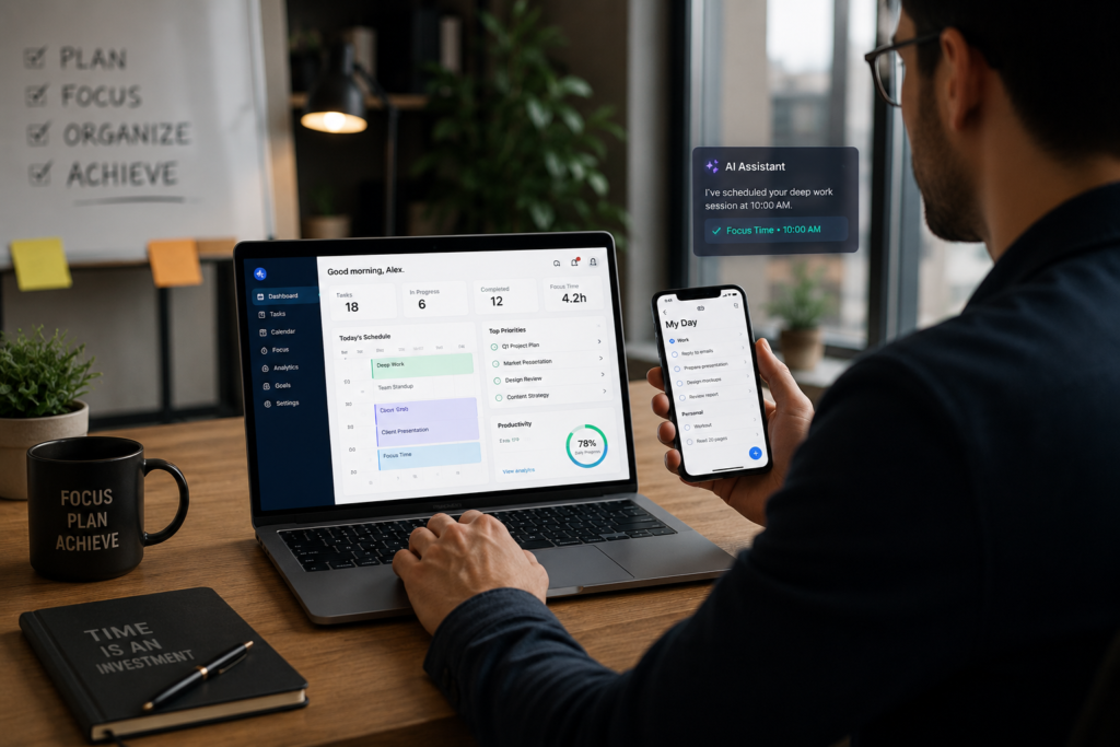 Productive workspace with AI assistance