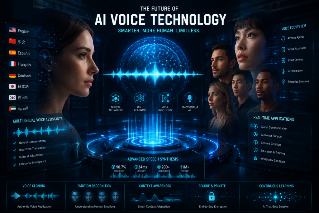 Futuristic AI voice technology interface