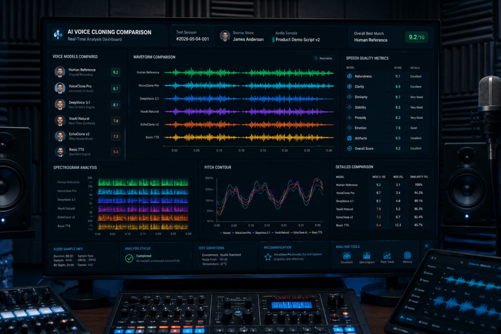 AI voice cloning analysis dashboard