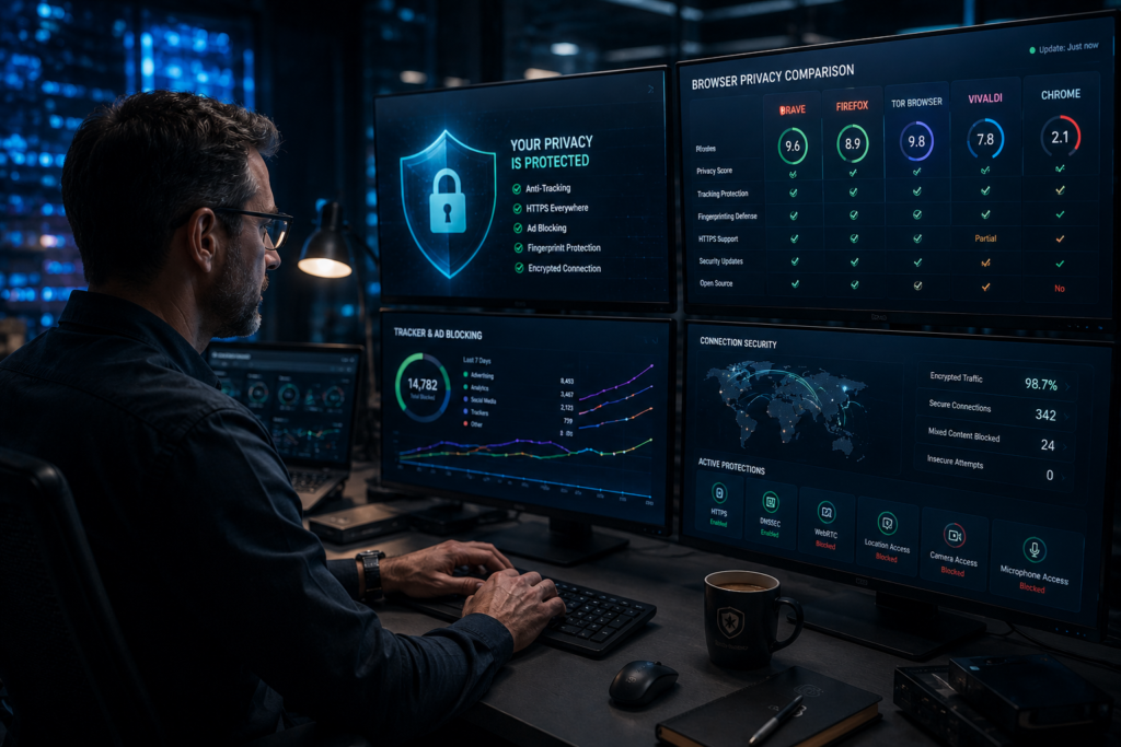 Cyber-security control room in action