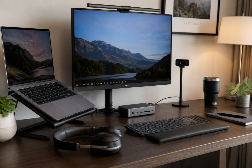 Modern minimalist home office workspace
