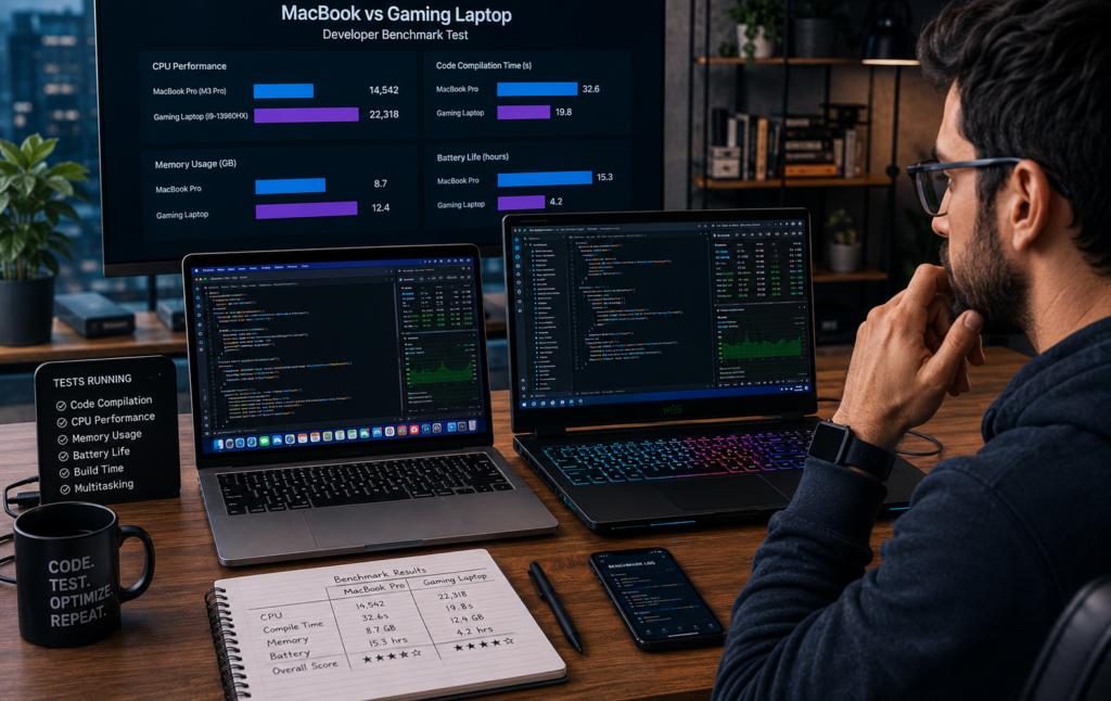Tech benchmark comparison in a workspace