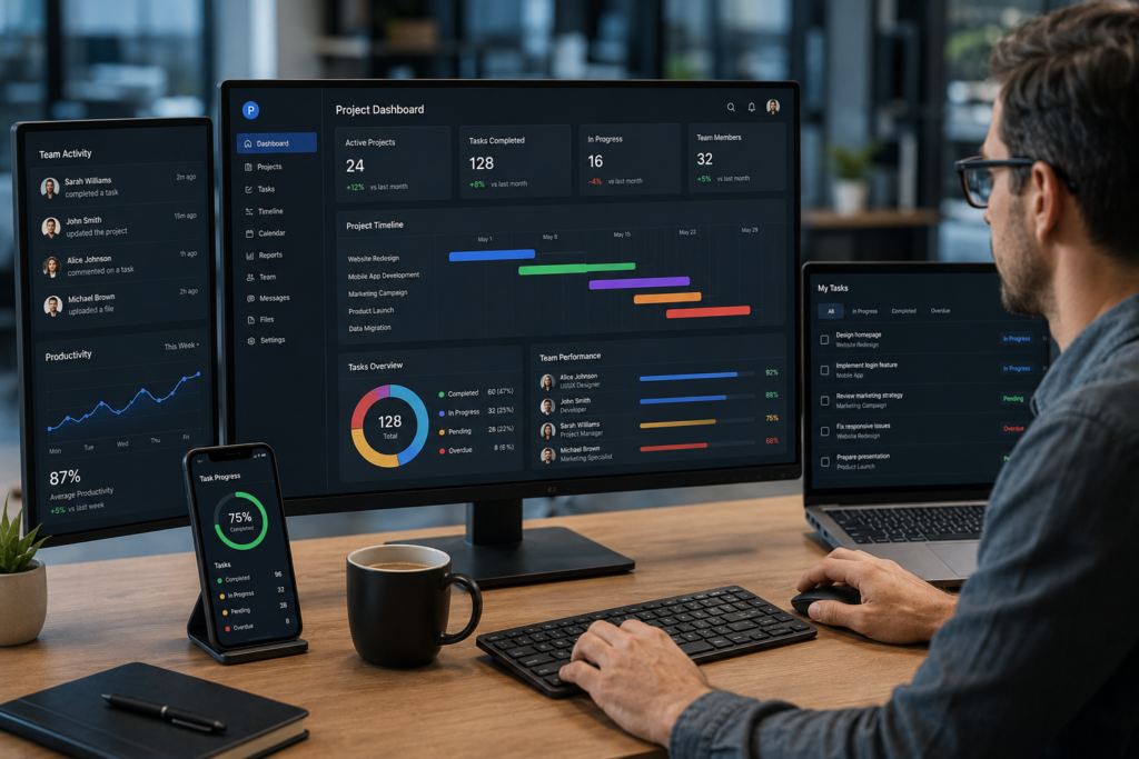 Focused productivity in modern workspace